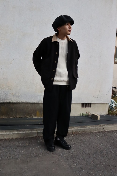 RELAX FIT " Fleece Hunting Coverall ( Black × Beige )"