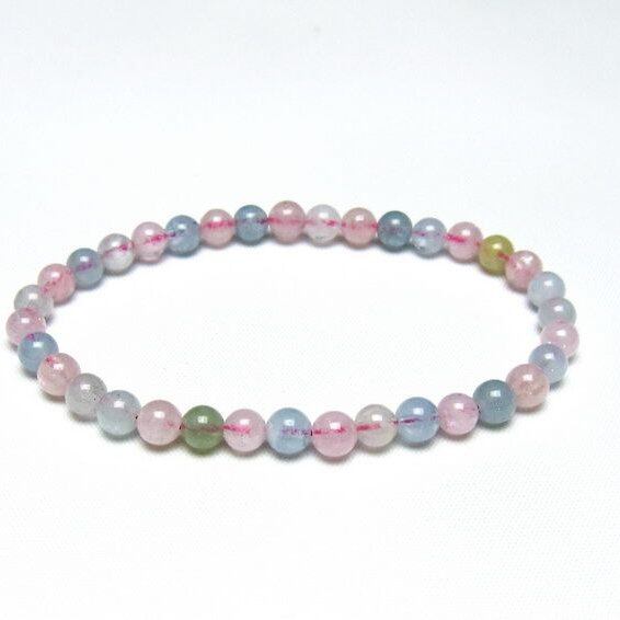 ミックスカラーベリル ブレスレット 5mm 一点物 メール便可 [M便 1/10] 111-48778