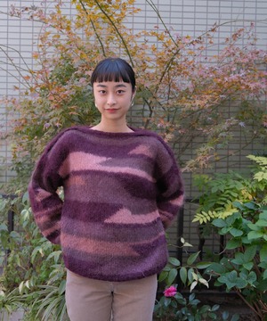 【送料無料】80's handmade wine knit