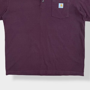【Carhartt】ポケットTシャツ ポケT  ヘンリーネック ORIGINAL FIT Cロゴ LARGE 半袖 バーガンディ カーハート US古着