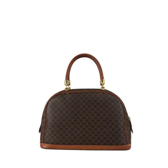CELINE セリーヌ マカダム ハンドバッグ ブラウン ブラゾン型押し PVC vintage ヴィンテージ オールド 623s5d