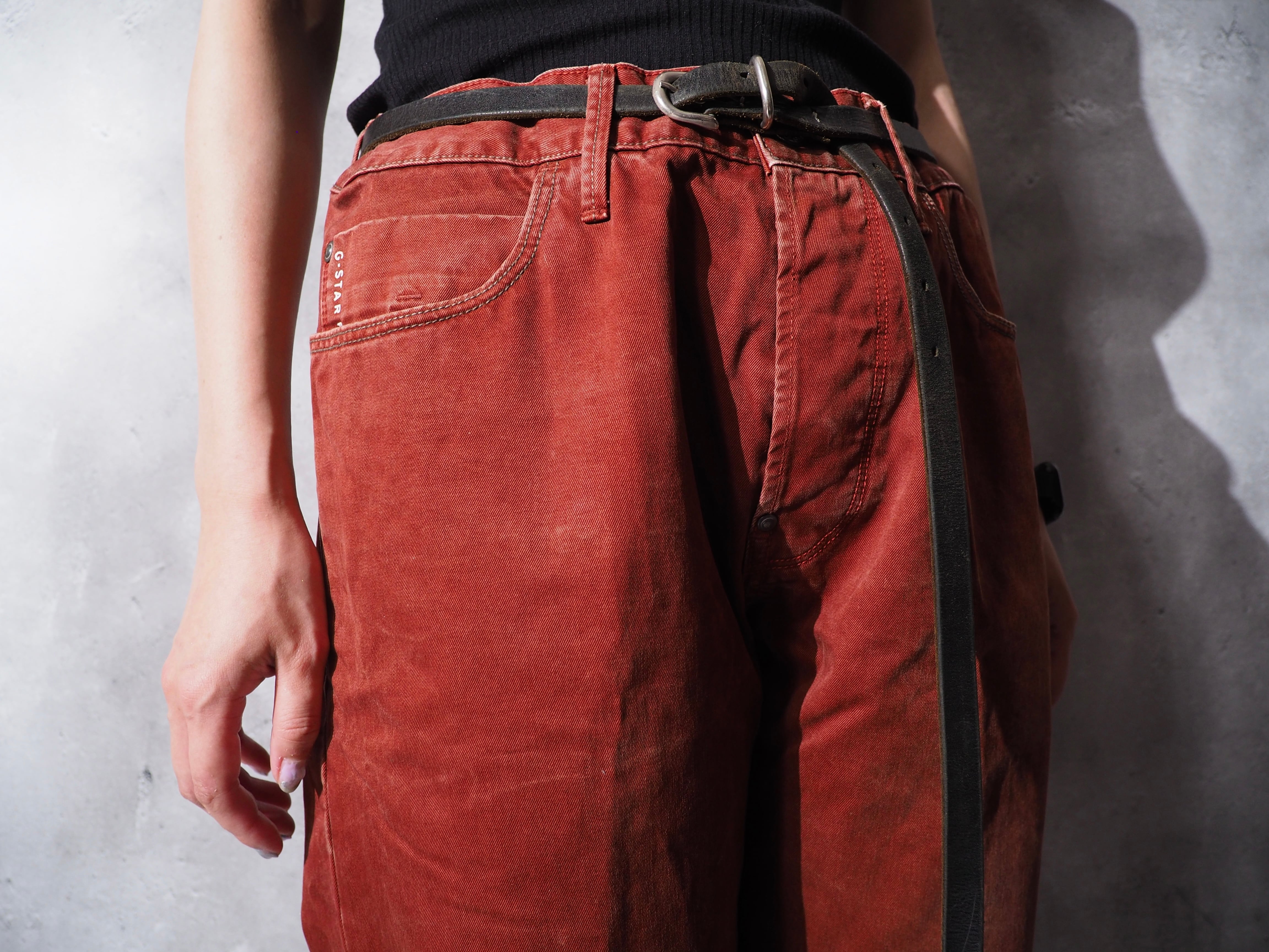 2000s ” G-STAR RAW ” Deep reddish brown dyeing cotton straight pants