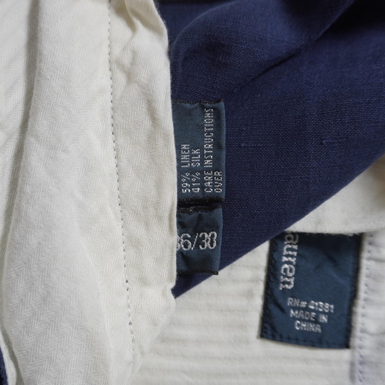 Polo by Ralph Lauren SILK LINEN trousers NAVY W36L30 古着 - 10