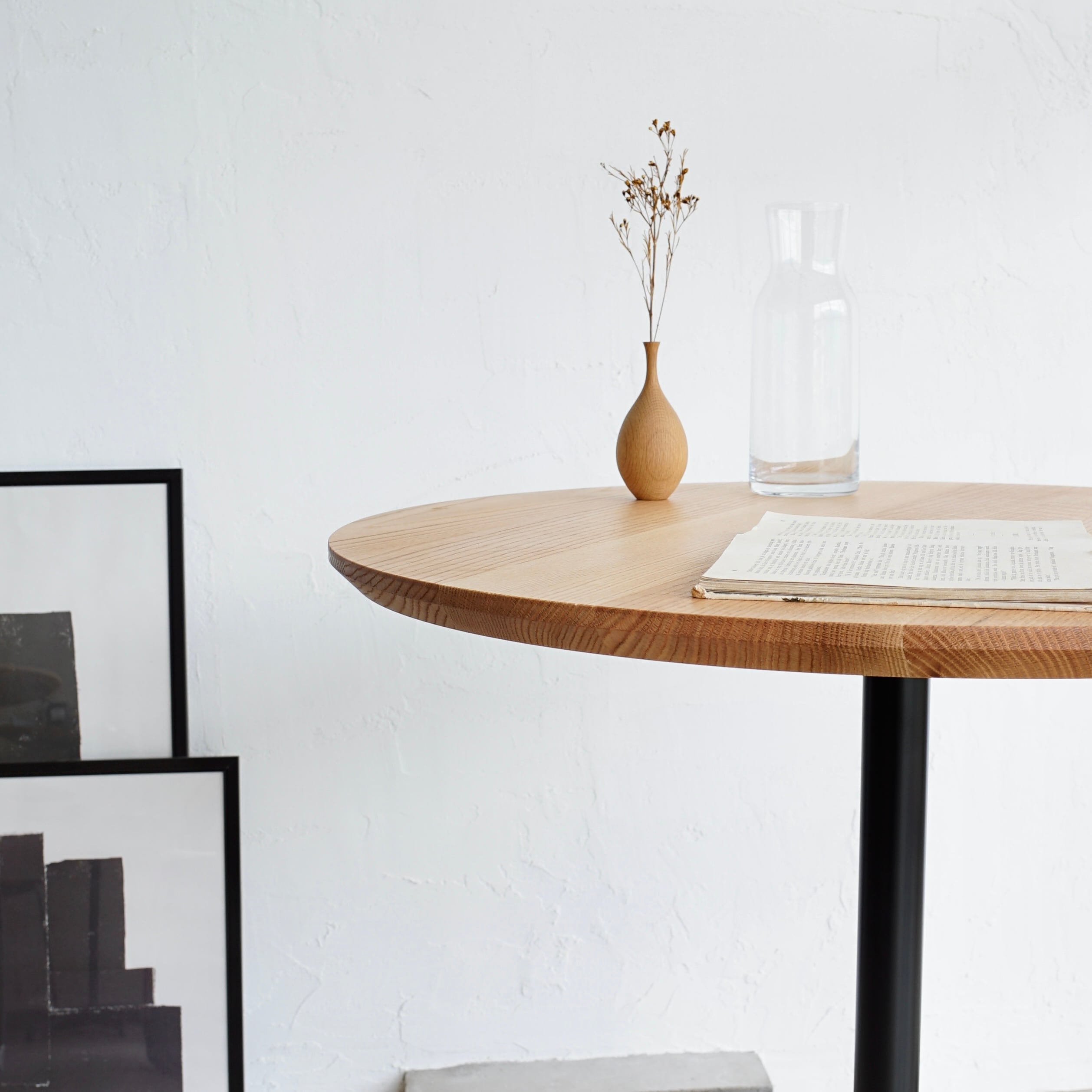 高さ自由指定】直径70cm カフェテーブル 丸テーブル オーク 無垢