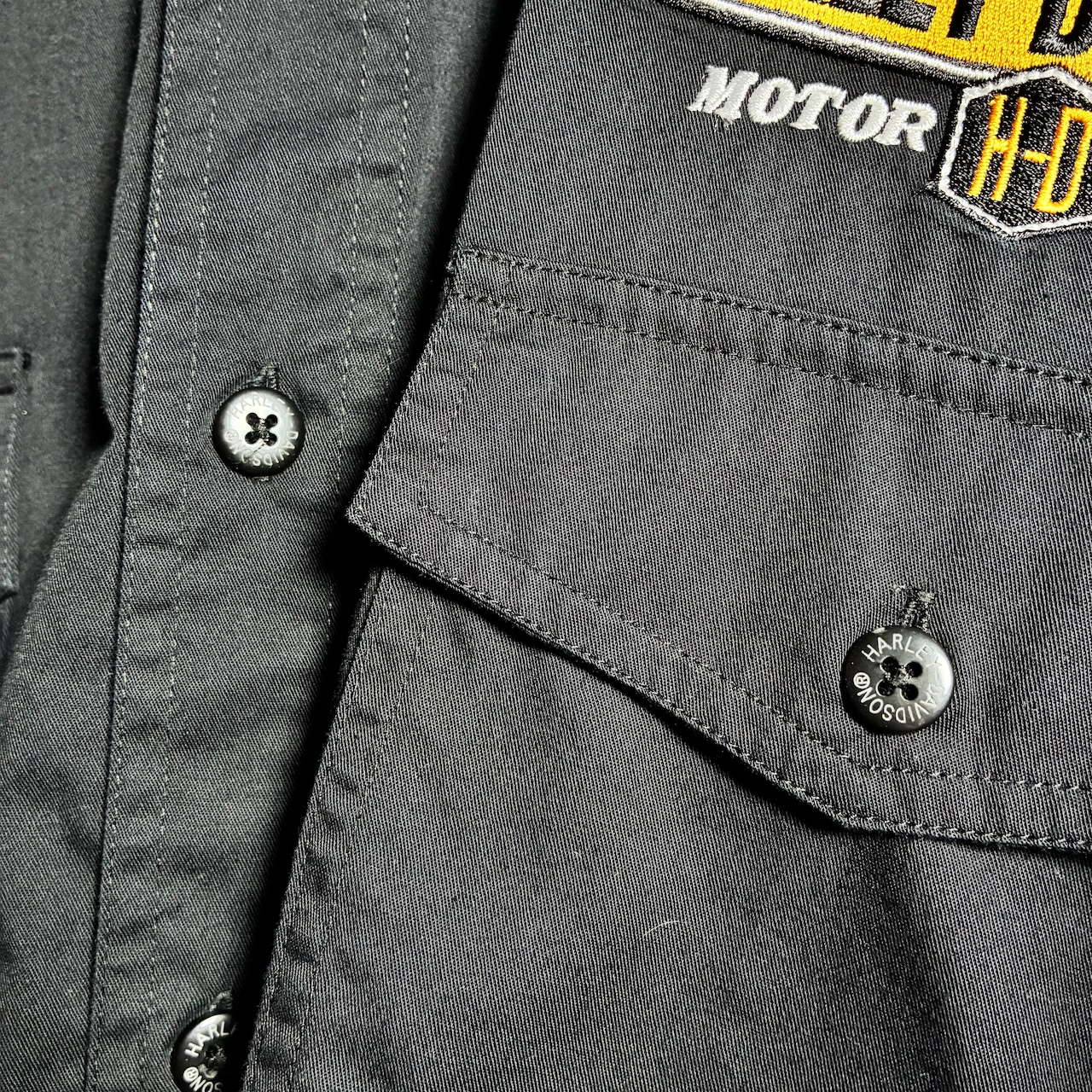 Harley-Davidson ワークシャツ 半袖 ワンポイント刺繍 ハーレー