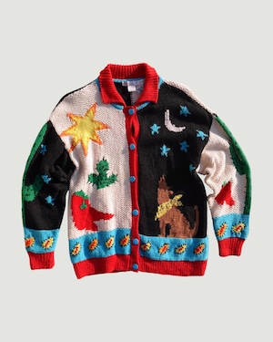 【古着】月と星に吠えるコヨーテのカーディガン