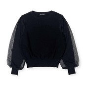 UNITED ARROWS GREEN LABEL RELAXING ユナイテッドアローズ ドット柄 パフスリーブ 長袖 ニット セーター /ブラック レディース