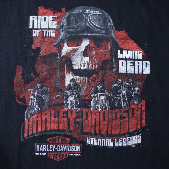"HARLEY-DAVIDSON" front and back printed XXL over silhouette h/s tee