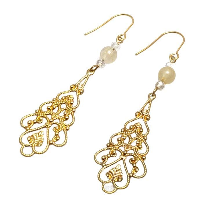 金運とご縁を引き寄せる パワーストーン ピアス ルチルクォーツ クリスタル 水晶 レディース 天然石 おしゃれ かわいい ゴールド お守り 金属アレルギー 対応 イヤリング ギフト プレゼント イヤリング変更可 メール便送料無料 アクセサリー