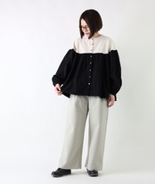 CUORE STORE/コットン起毛 バイカラーふんわりブラウス