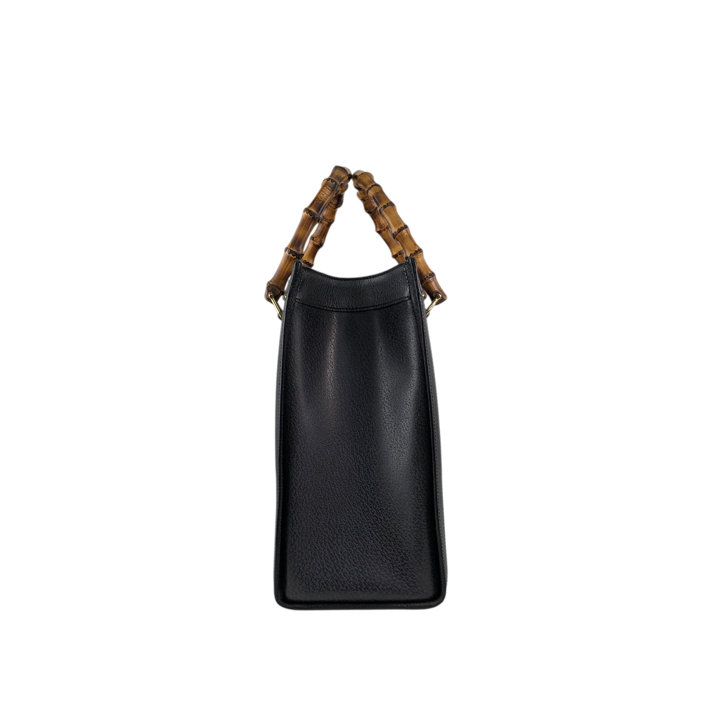 GUCCI グッチ バンブー ハンドバッグ ブラック レザー vintage