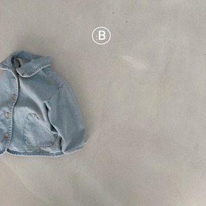 【Bellabambina】丸襟ライトデニムジャケット  80~130cm 240217be