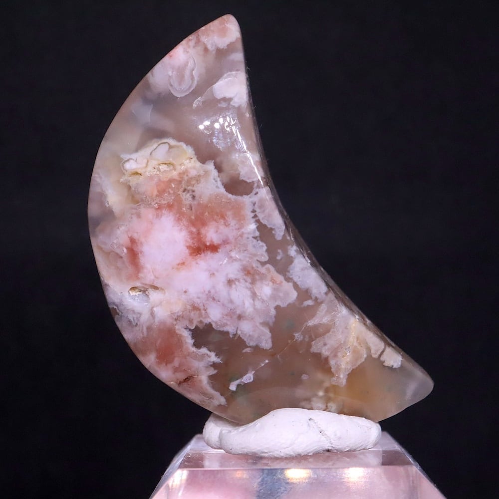 桜めのう お月様 瑪瑙 にぎり石 26.2g AG359 鉱物 原石 天然石