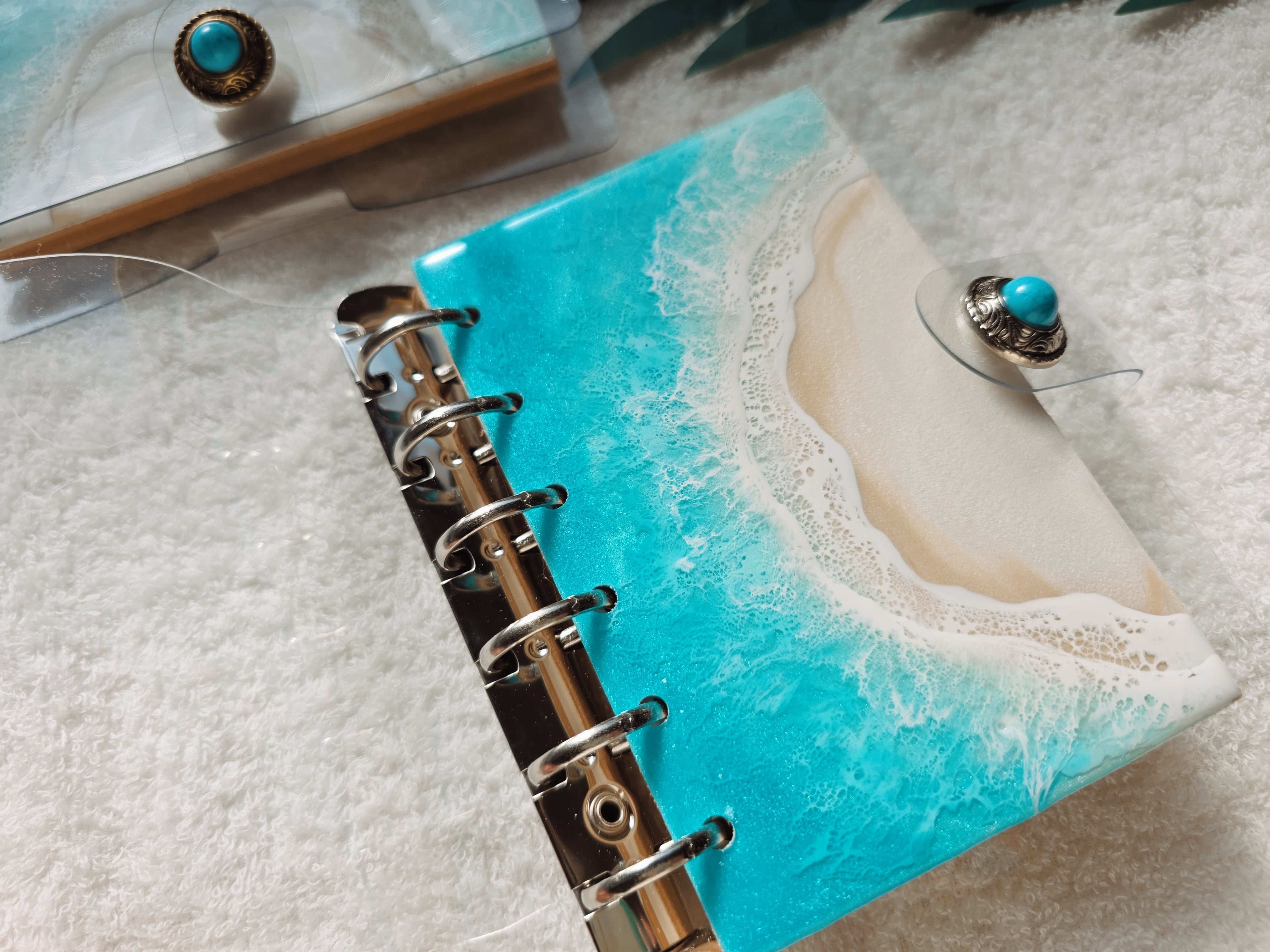 501.オーシャンレジンアート 手帳型ノート A7サイズ