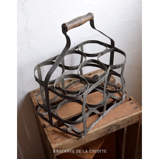 L2610-247 英国アンティーク ガーデニング アイアン ボトルラック フランスアイアンボトルラック 6本用 | Brocante de La Cocotte