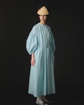 【suie】Polka dot gathered sleeve dress/ポルカドットパフスリーブワンピース(水色×青ドット)