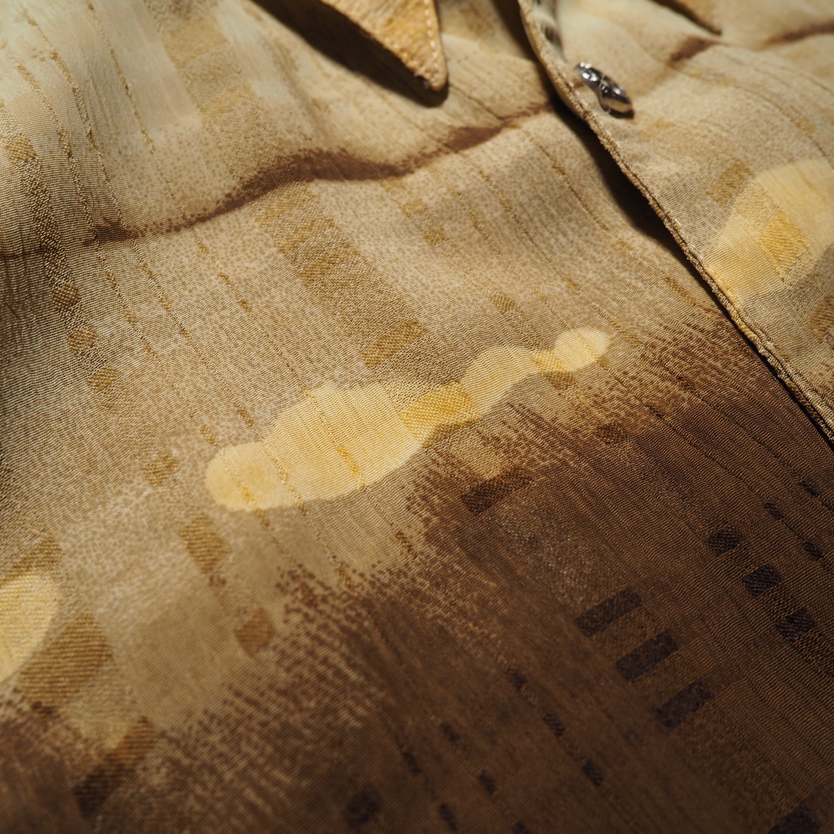 1990s ” Bassiri ” Over Dyed Design vintage Drape loose sheer shirt (made in Usa)