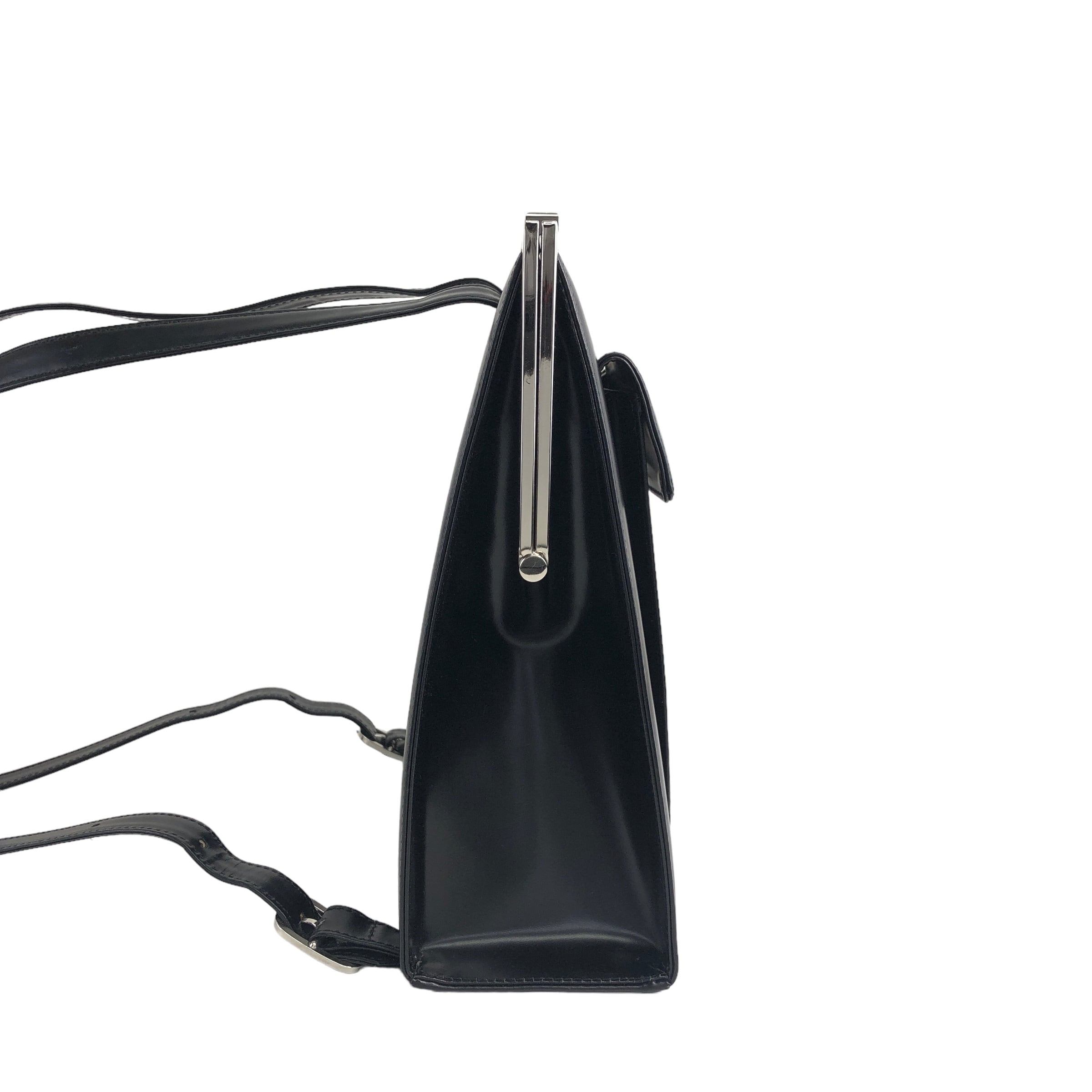 希少　イヴサンローラン　がま口　ベルベットハンドル　ハンドバッグ　ヴィンテージ Yves Saint Laurent イヴ・サンローラン ロゴ がま口 バックパック