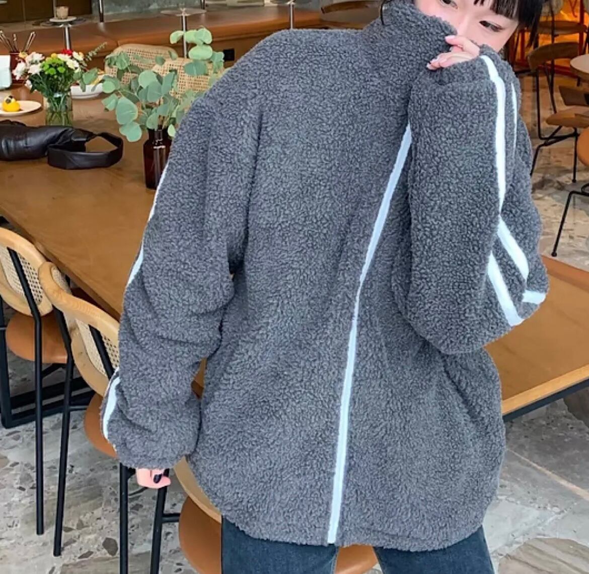 CLAP・ クラップ ・ボアジャケット 50%OFF【GLIMCLAP(グリムクラップ)】Denim × boa band collar jacket