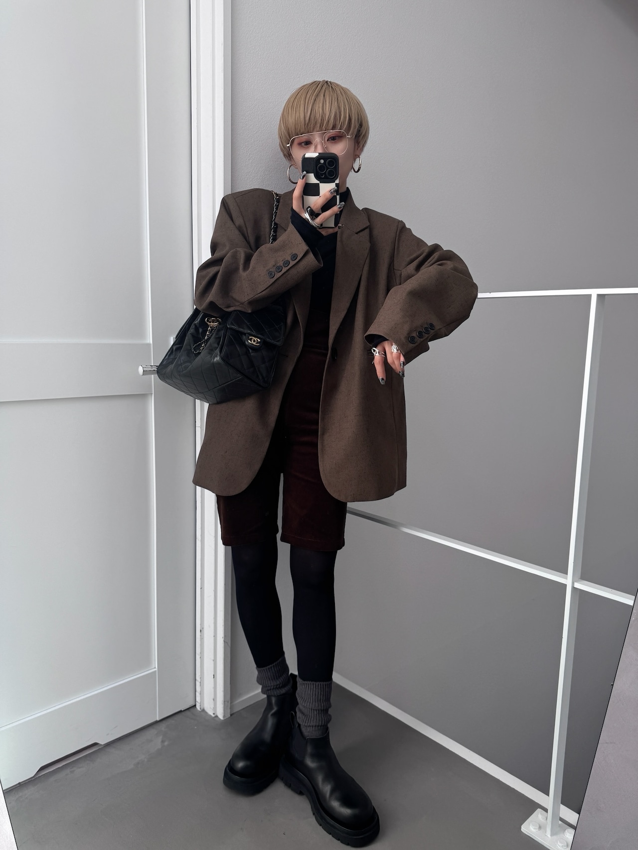 mixツイルオーバーハンサムJK/ブラウン