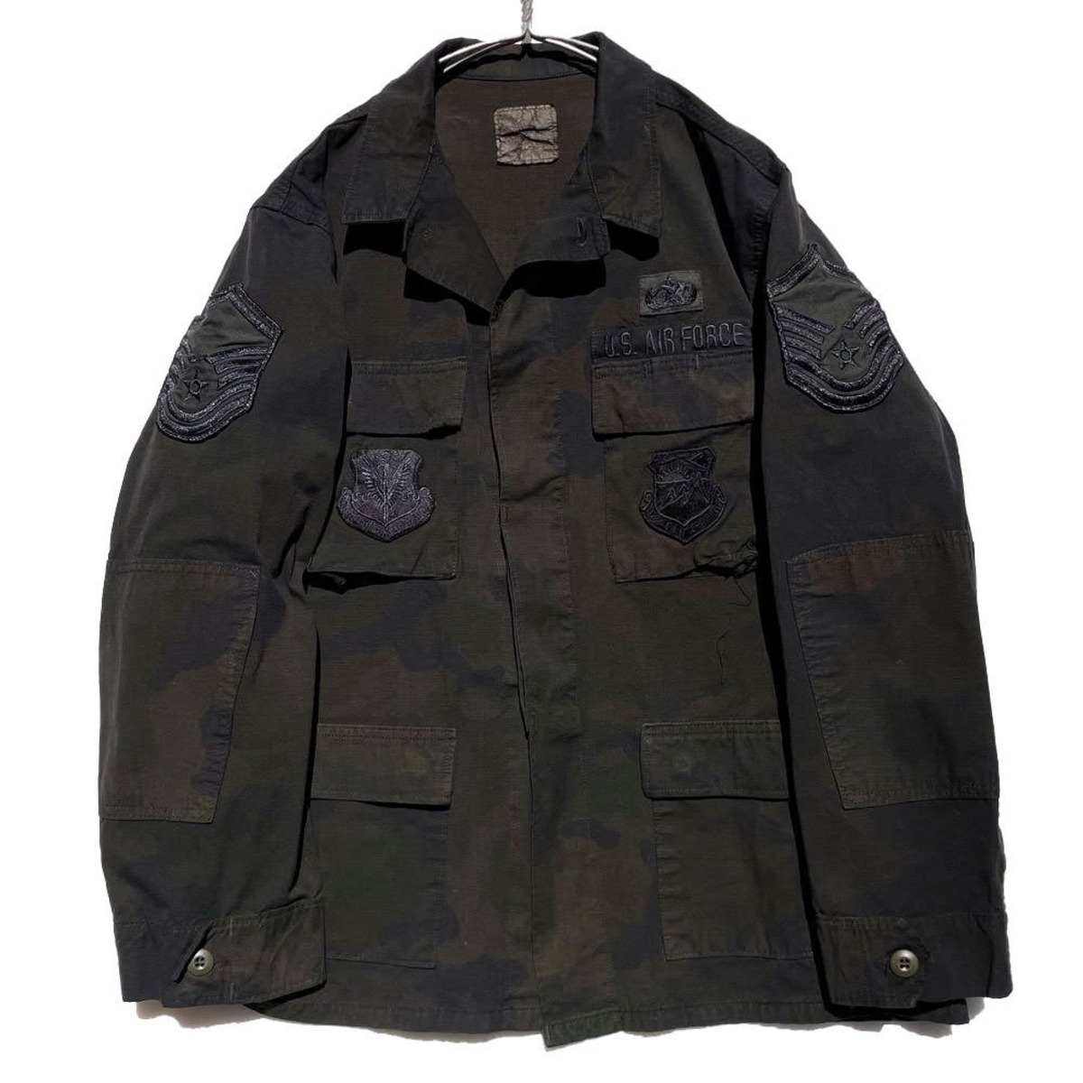 US AIR FORCE] Vintage Ripstop Black Camouflage Shirt Jacket [1990s 