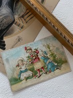 フランスアンティーク クロモカード EPICERIE 子供柄  額装 インテリア小物 撮影小物 コレクション