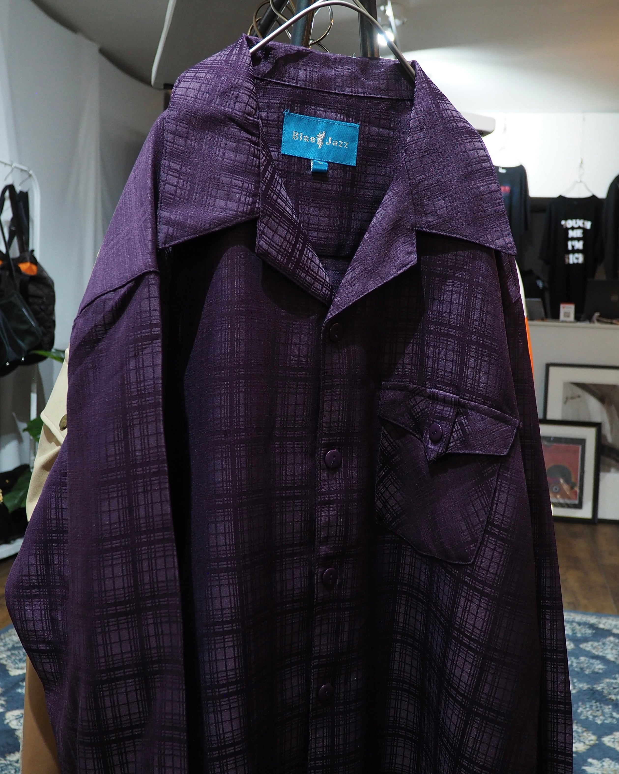 1990s " 妖艶甘美 " Bewitching Purple Color Vintage Loose Open Collar Shirt