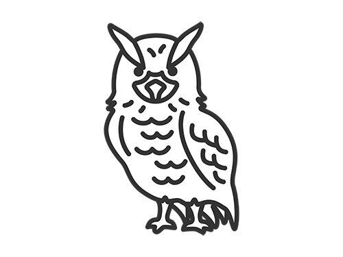 ミミズク　絵画　イラスト　ドローイング ミミズク（線画）のイラスト | イラストセンター有料素材販売