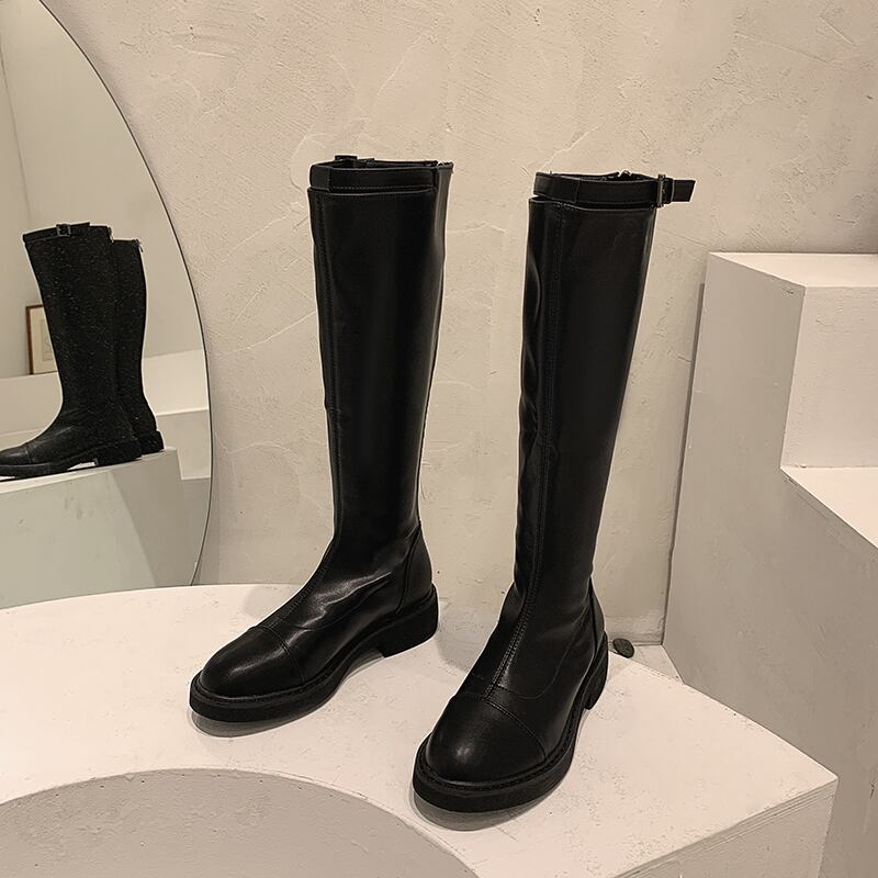 ブーツウィンタージッパーカラー 靴 シューズ 冬物 ラウンドトー ピュア フェイクシューズ11193728444