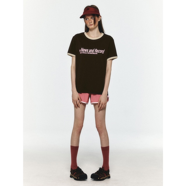 [teket] Record Ringer Tee Brown 正規韓国ブランド 韓国ファッション 韓国代行 半袖 Tシャツ