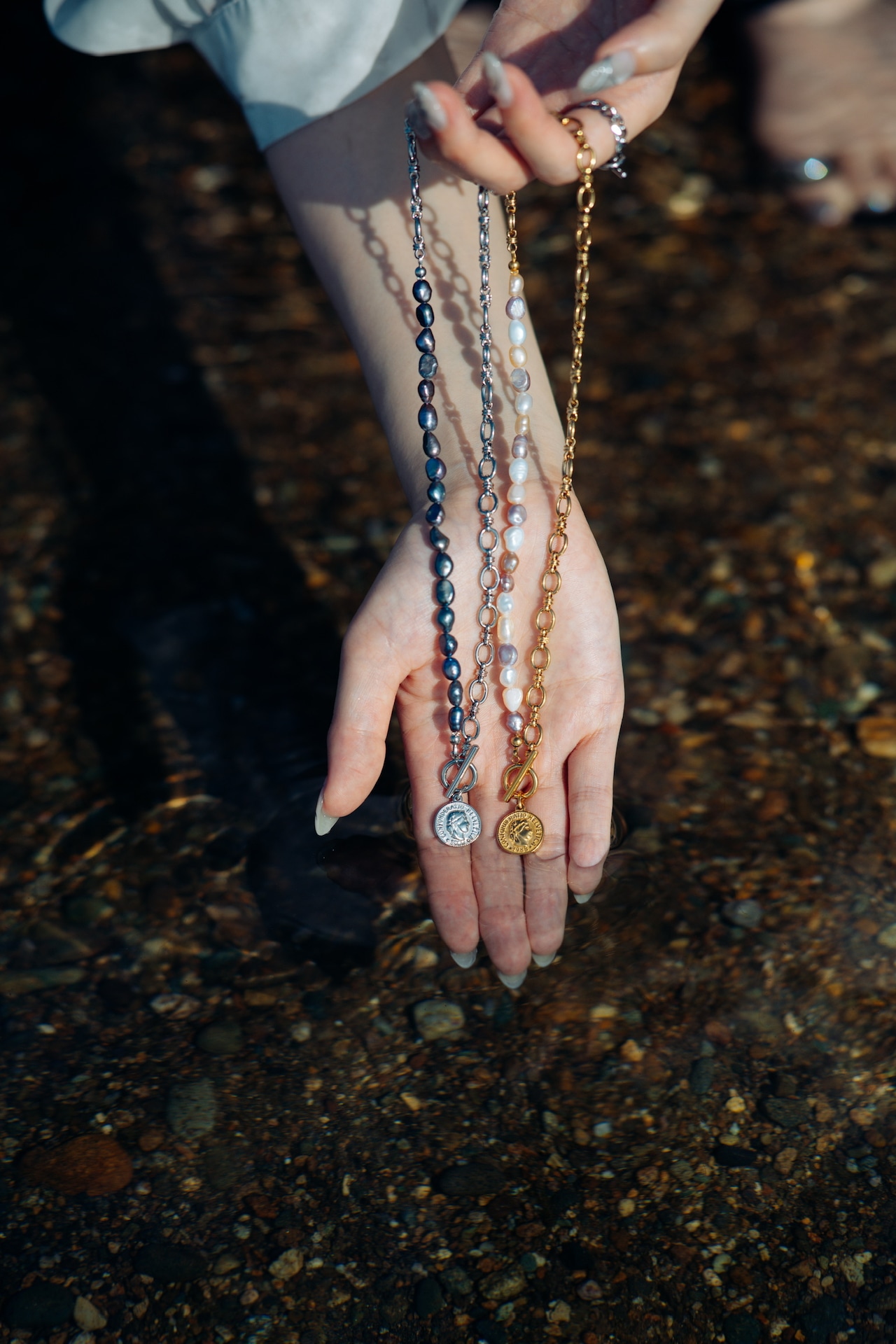 再販:『朝焼けの予感』coin pearl necklace ※8月限定color