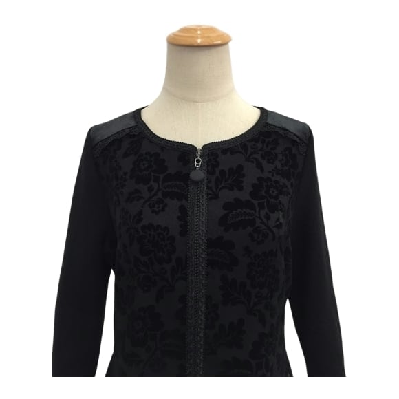 スーパービューティー ワンピース フロッキープリント ニット袖 ジップ