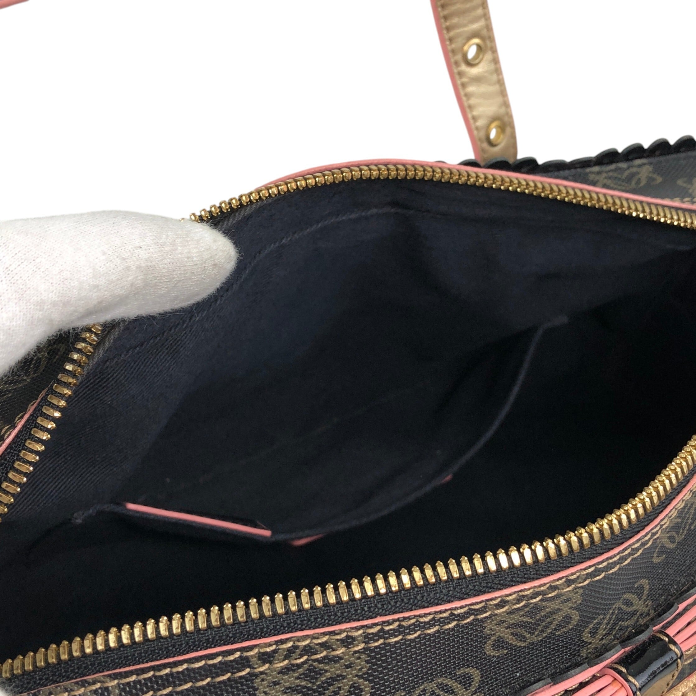 LOEWE ロエベ ハンドバッグ ブラック アナグラム PVC ボストンバッグ