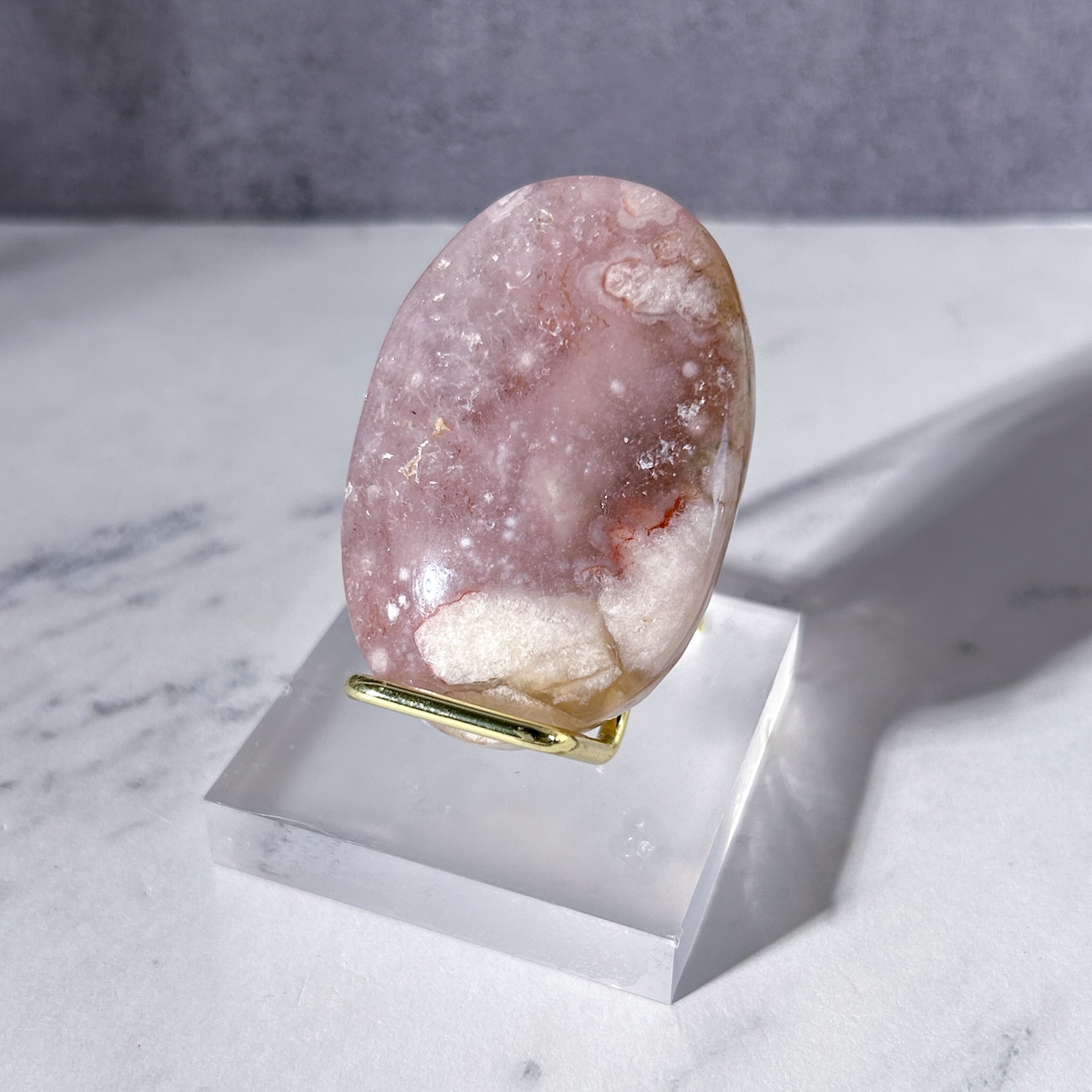 ピンクアメジスト・フラワーアゲート(桜瑪瑙) パームストーンB