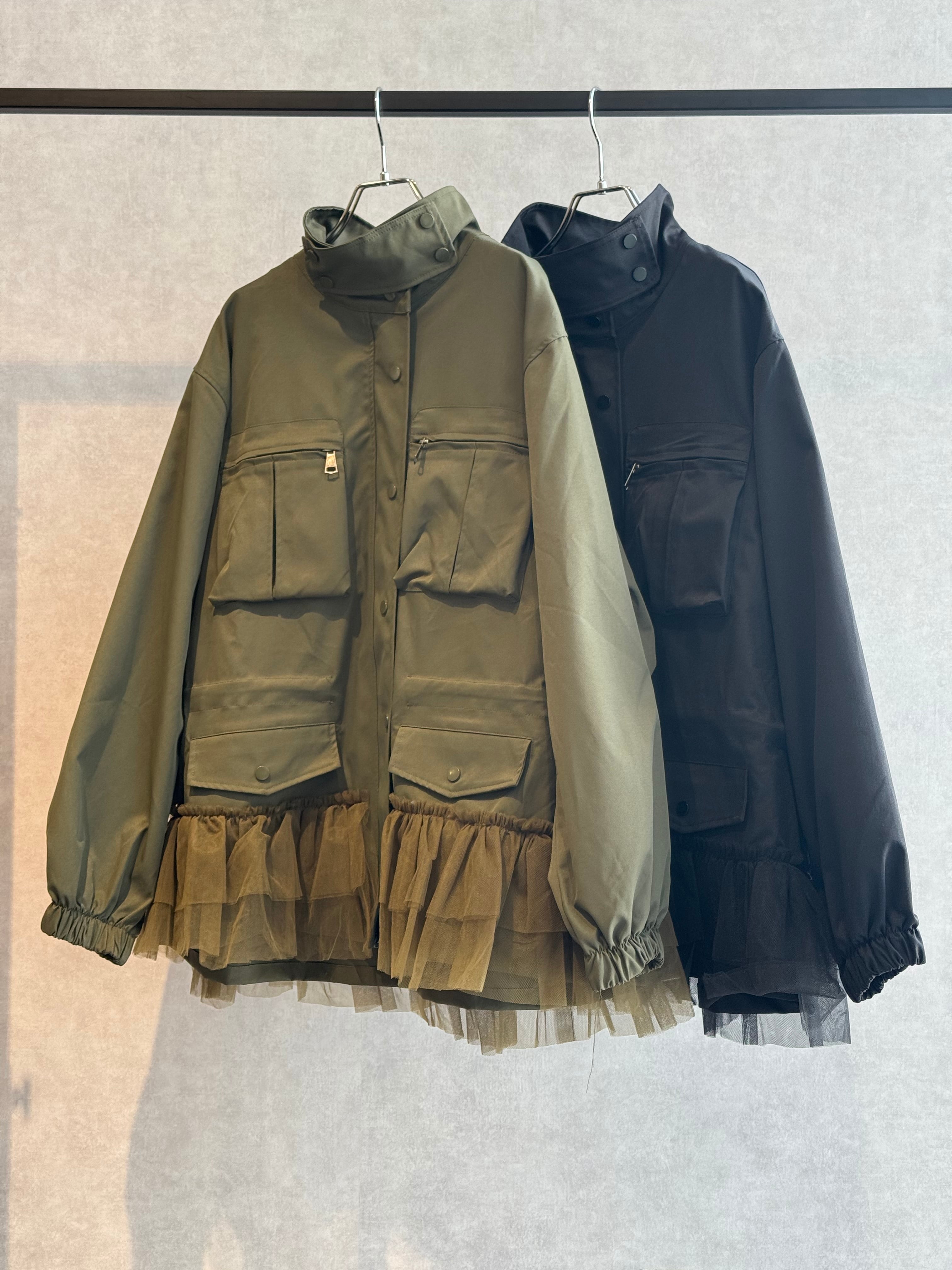 tulle trimming military jacket