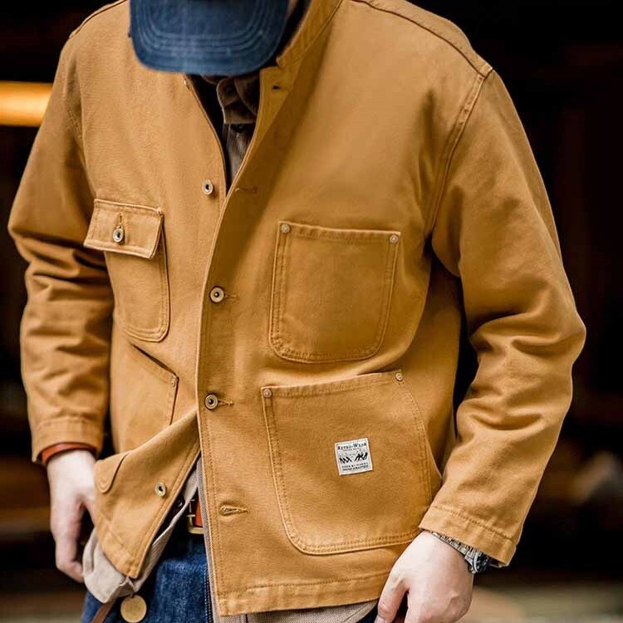 【UNISEX】 Retro Cotton Canvas Jacket / ユニセックス レトロ キャンバス ジャケット