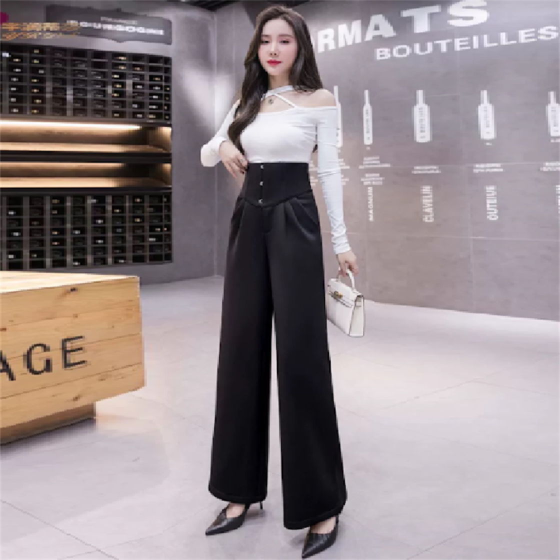 送料無料】 パンツ コルセット風 レディース ハイウエスト 春 秋 黒