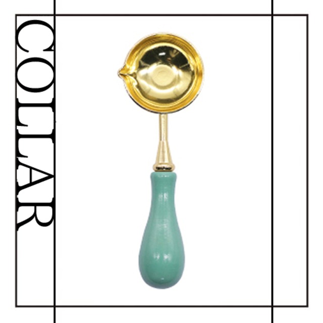 【シーリングスプーン／封蝋匙】「COLLAR／ミント」専用スプーン、ゴールドメッキ、木製