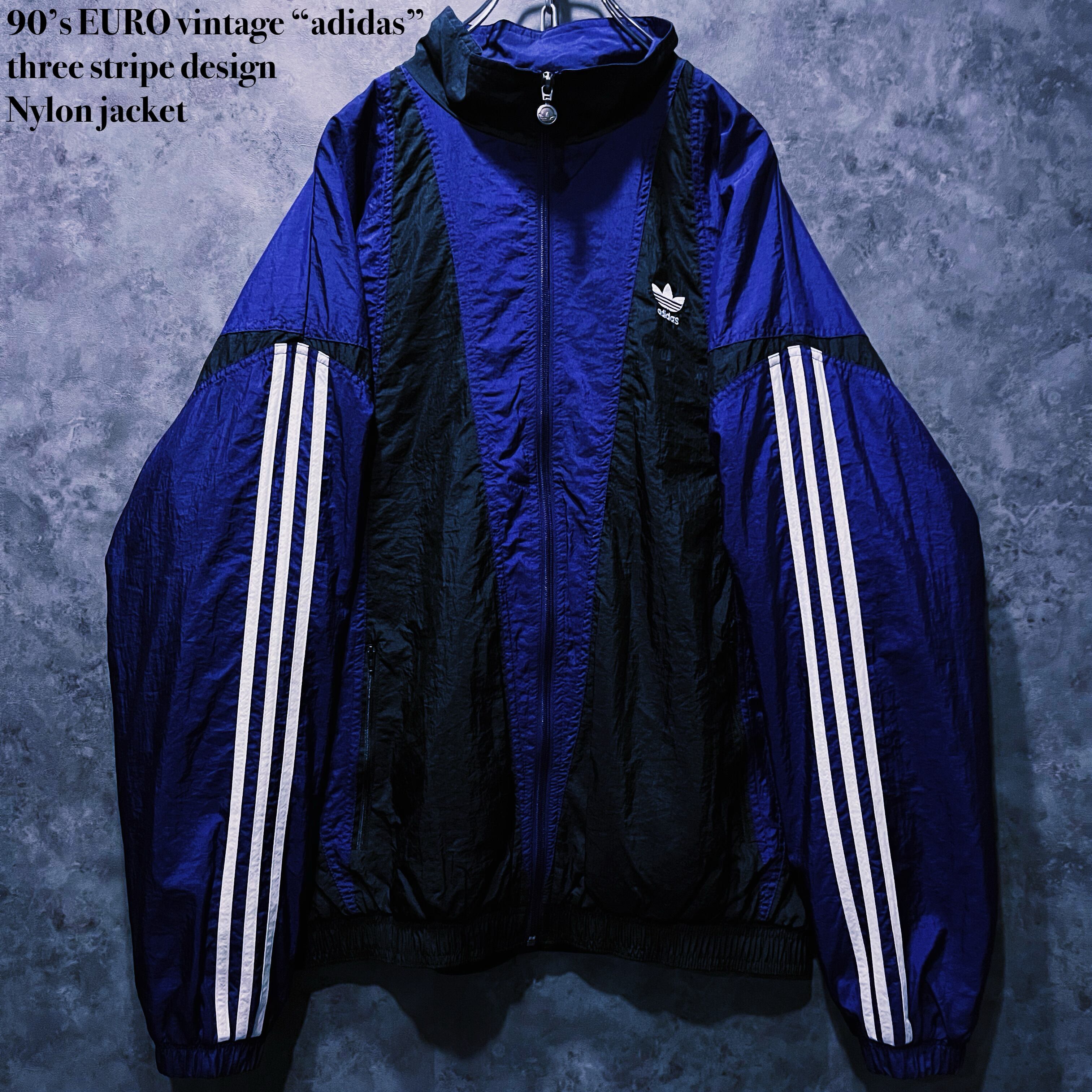 【doppio】90’s EURO vintage “adidas” three stripe design Nylon jacket
