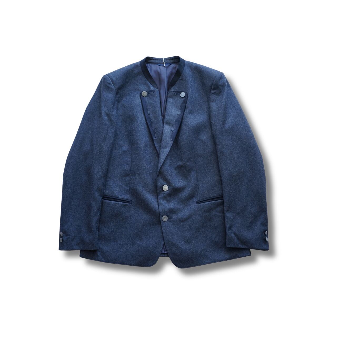 Derflinger デルフリンガー チロリアンジャケット チロルジャケット ウール 起毛 ネイビー(実寸L〜XL相当)|NA1001