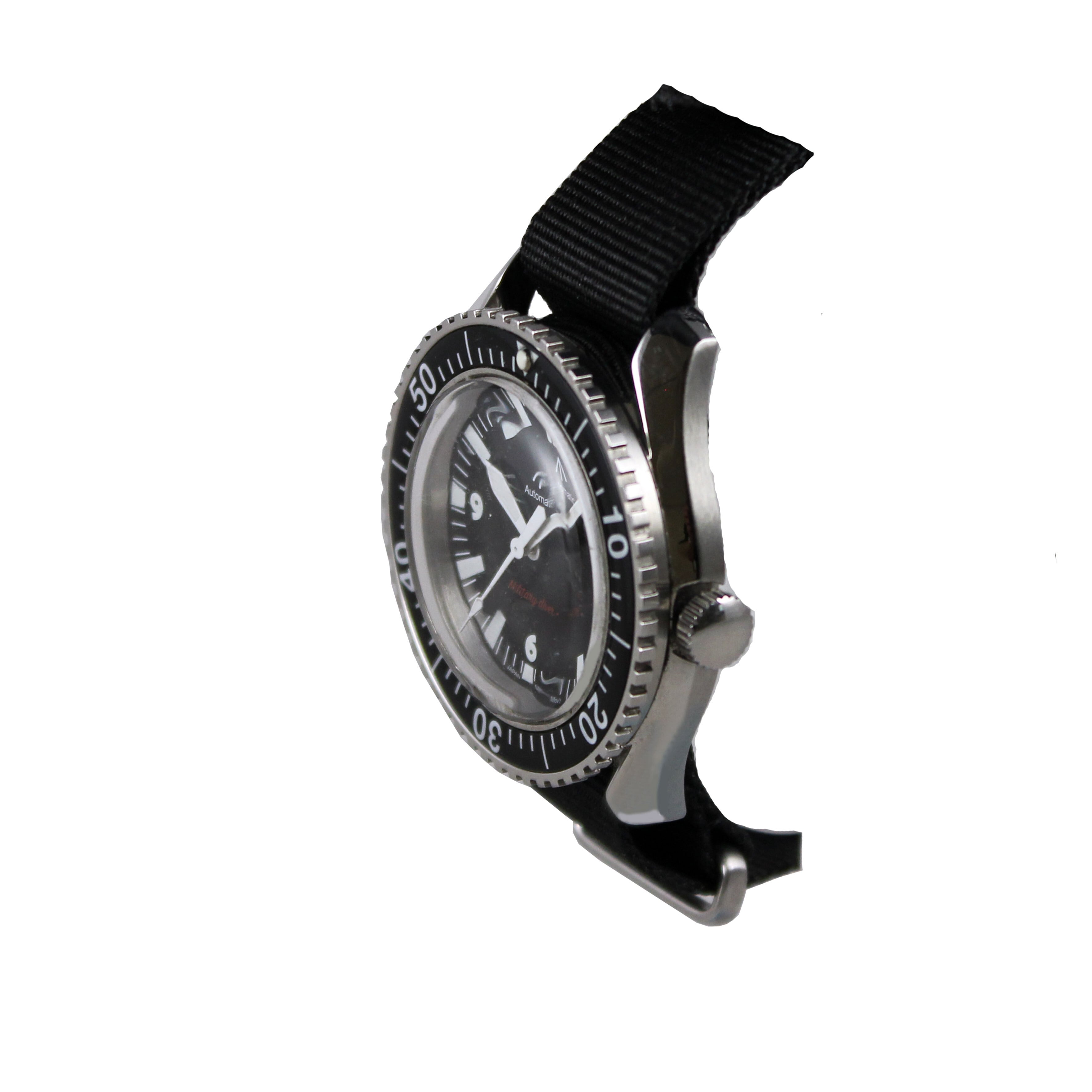 t*m様 最終！　NAVAL WATCH　箱付き　日本製　完動品 NAVAL MILITARY WATCH MIL.-05 A SV/BK Automatic ROYAL Military