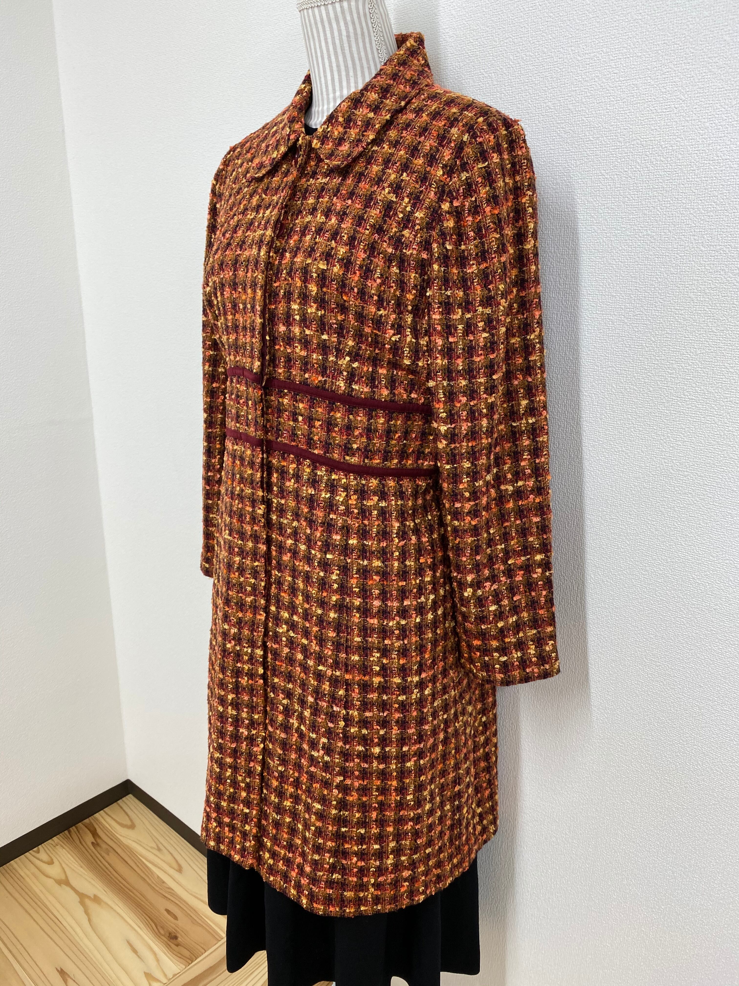 mix fancy tweed ball collar coat