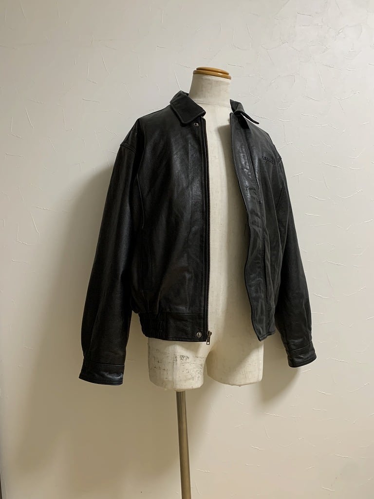 1990's Embroidery Design Leather Zip-Up Jacket