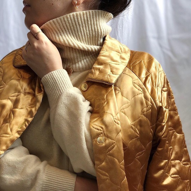 50s Musterd Quilted Satin Robe