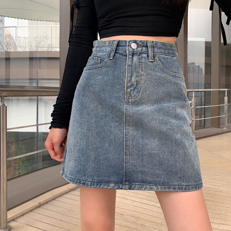 スタンダードハイウェストウェストスカート サマーAライン レトロ 夏物 萌量不足84142621596