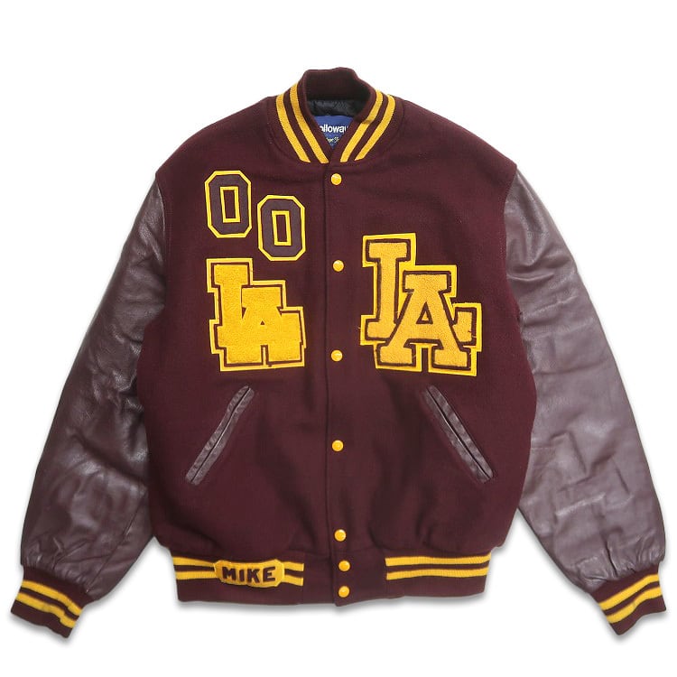 古着 〜90年代 USA製 HOLLOWAY ホロウェイ ウール レザー 刺繍