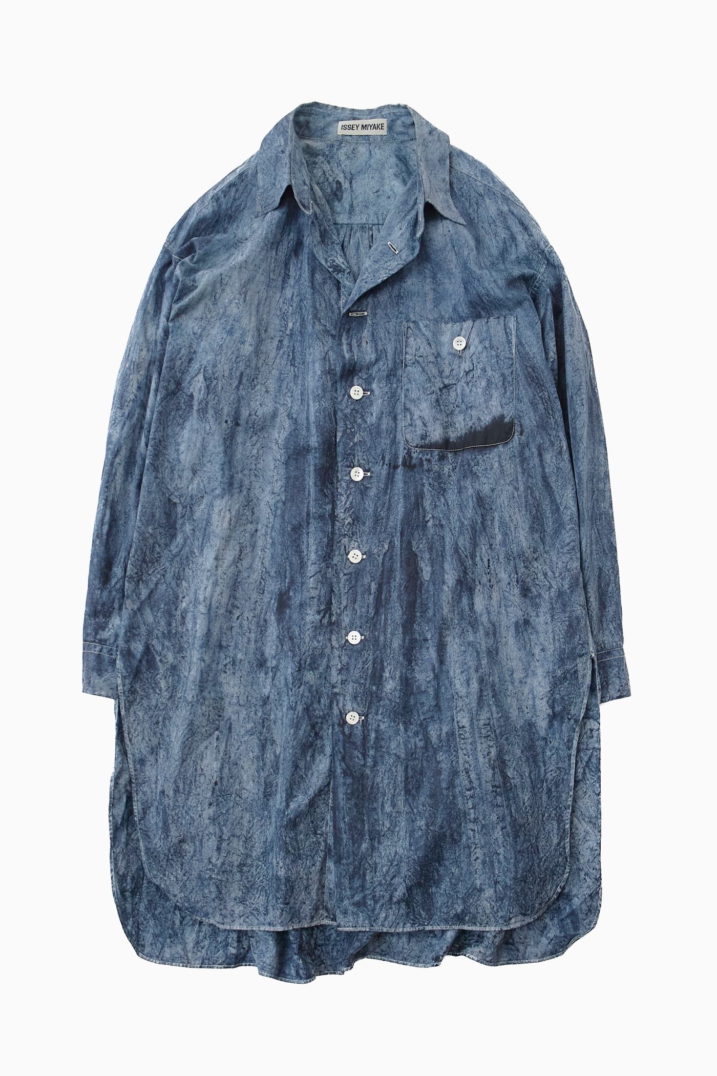 90s】ISSEY MIYAKE 製品染 LONG GATHERED SHIRT | Reben