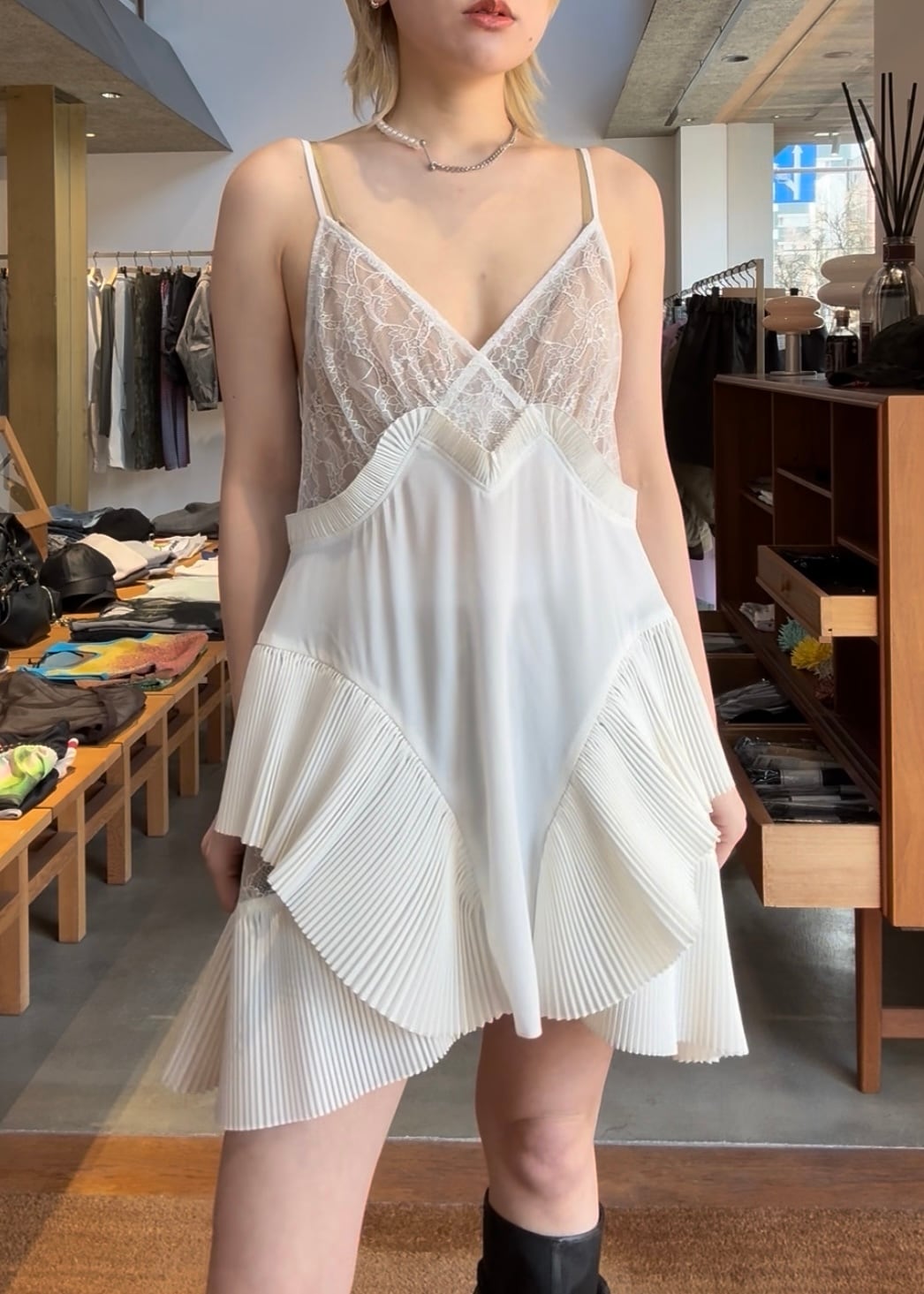 26SS】FETICO フェティコ / プリーツ ミニドレス / PLEATED MINI SLIP