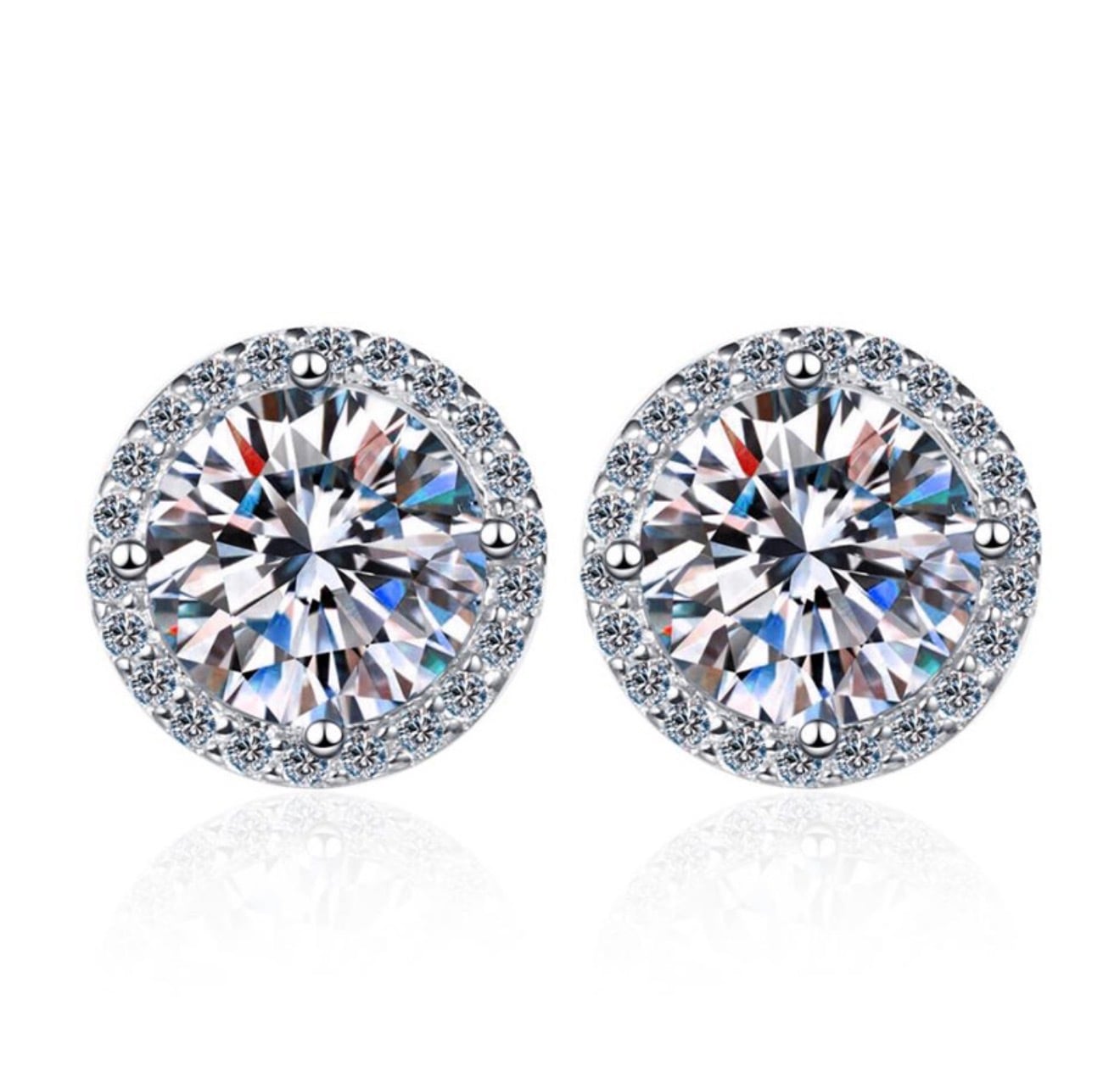 モアサナイト ハローピアス｜選べる0.5ct〜2ct 一粒ダイヤ風ピアス