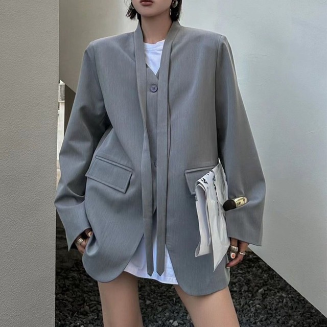 No-Collar Oversized Jacket 01086